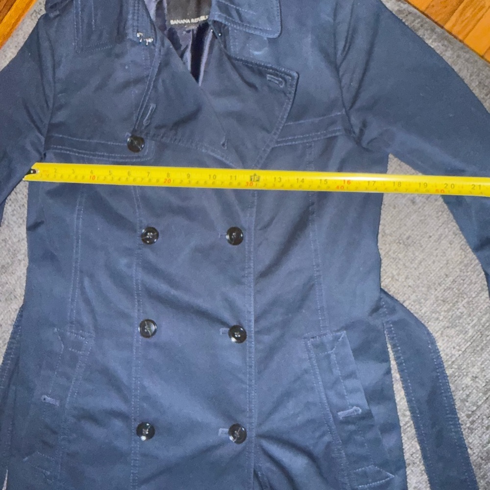 Banana Republic Navy Belted Trench Coat XS Double Breasted Classic EUC - Picture 8 of 16